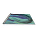 Sideview of Machine Washable Transitional Azure Blue Rug, wshpat181lblu