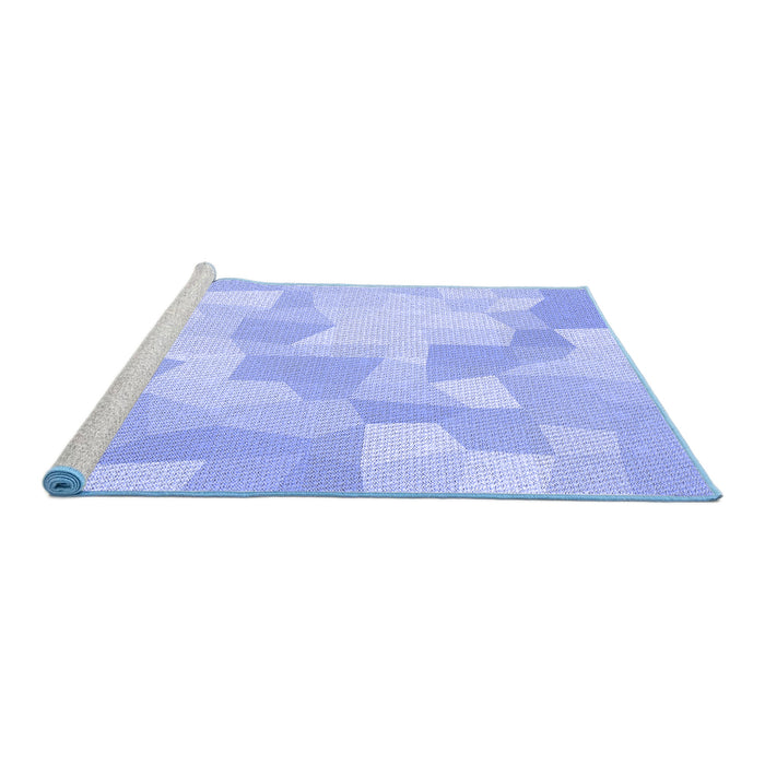 Sideview of Machine Washable Transitional Sky Blue Rug, wshpat1811blu