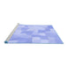 Sideview of Machine Washable Transitional Sky Blue Rug, wshpat1811blu