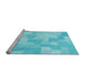 Sideview of Machine Washable Transitional Bright Turquoise Blue Rug, wshpat1811lblu