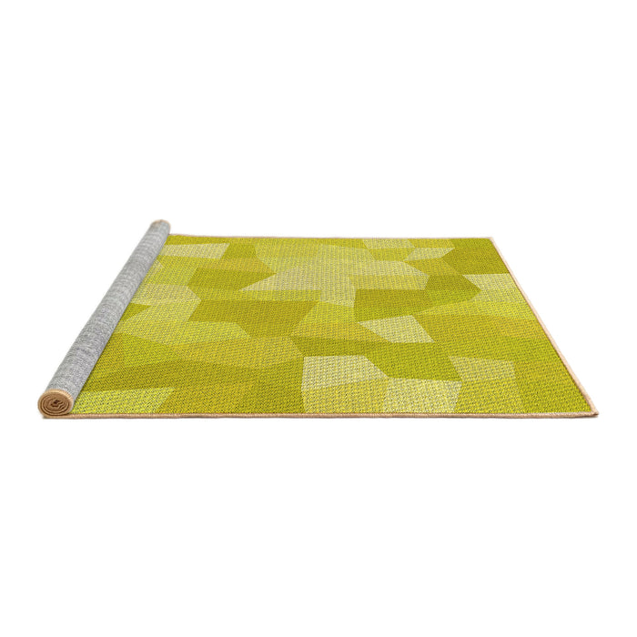 Sideview of Machine Washable Transitional Yellow Rug, wshpat1811yw