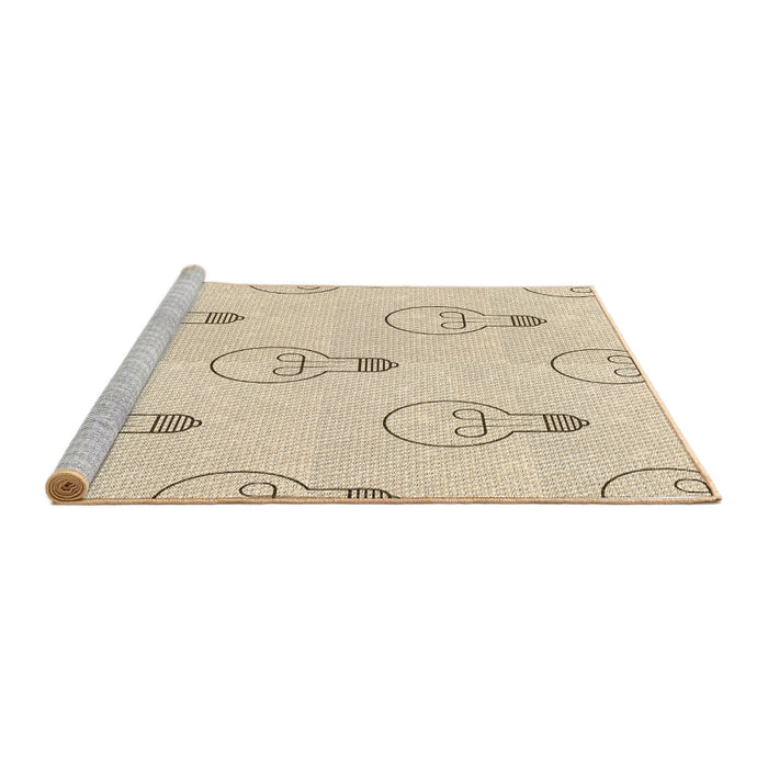 Sideview of Machine Washable Transitional Moccasin Beige Rug, wshpat1813brn