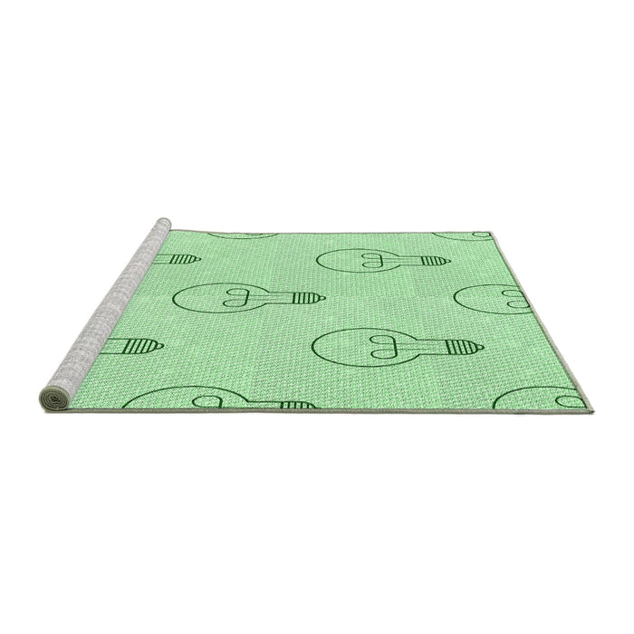 Sideview of Machine Washable Transitional Mint Green Rug, wshpat1813grn