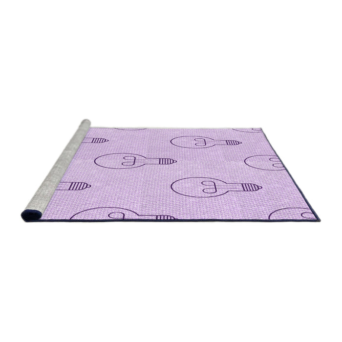 Sideview of Machine Washable Transitional Bright Lilac Purple Rug, wshpat1813pur