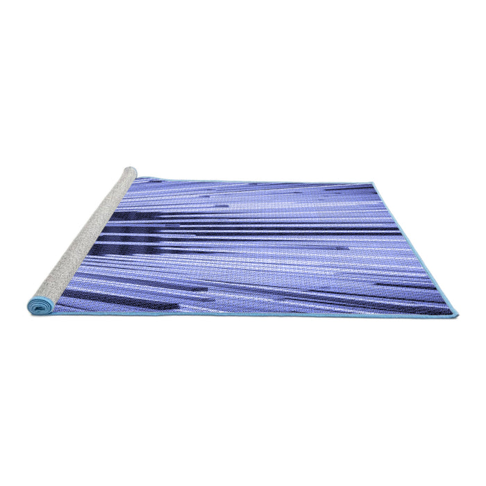 Sideview of Machine Washable Transitional Jeans Blue Rug, wshpat1814blu