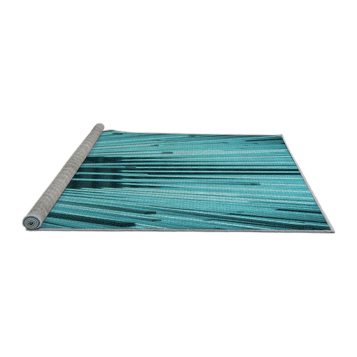 Sideview of Machine Washable Transitional Dark Cyan Green Rug, wshpat1814lblu