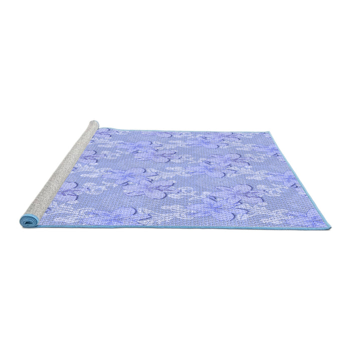 Sideview of Machine Washable Transitional Sky Blue Rug, wshpat1815blu