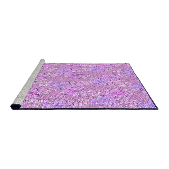 Sideview of Machine Washable Transitional Pastel Purple Pink Rug, wshpat1815pur