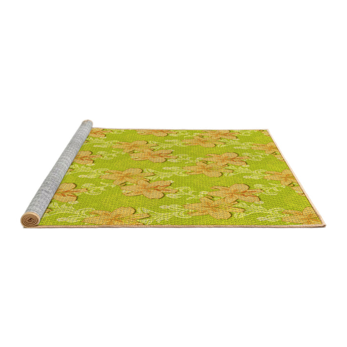 Sideview of Machine Washable Transitional Orange Gold Rug, wshpat1815yw