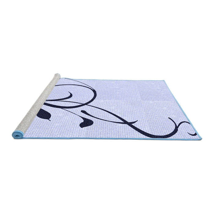 Sideview of Machine Washable Transitional Lavender Blue Rug, wshpat1816blu