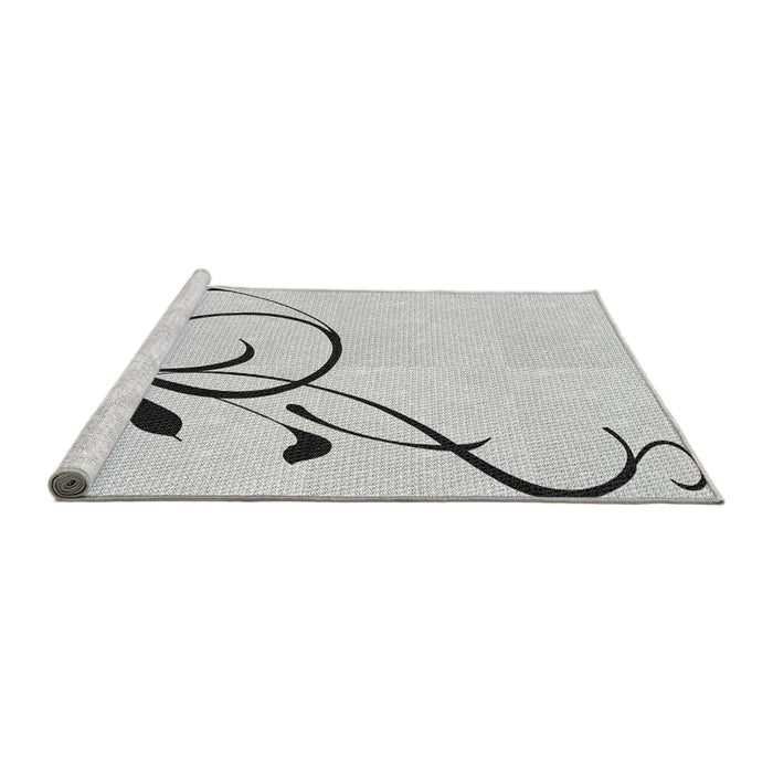 Sideview of Machine Washable Transitional Platinum Gray Rug, wshpat1816gry