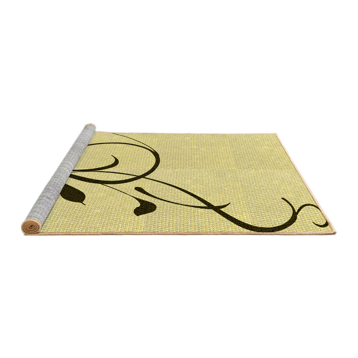 Sideview of Machine Washable Transitional Yellow Rug, wshpat1816yw