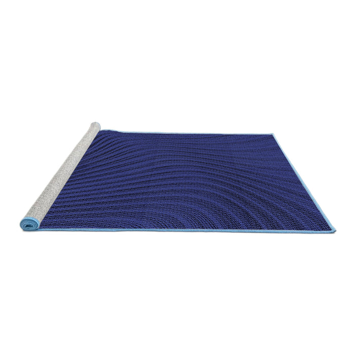 Sideview of Machine Washable Transitional Sapphire Blue Rug, wshpat1819blu