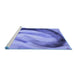 Sideview of Machine Washable Transitional Denim Blue Rug, wshpat182blu