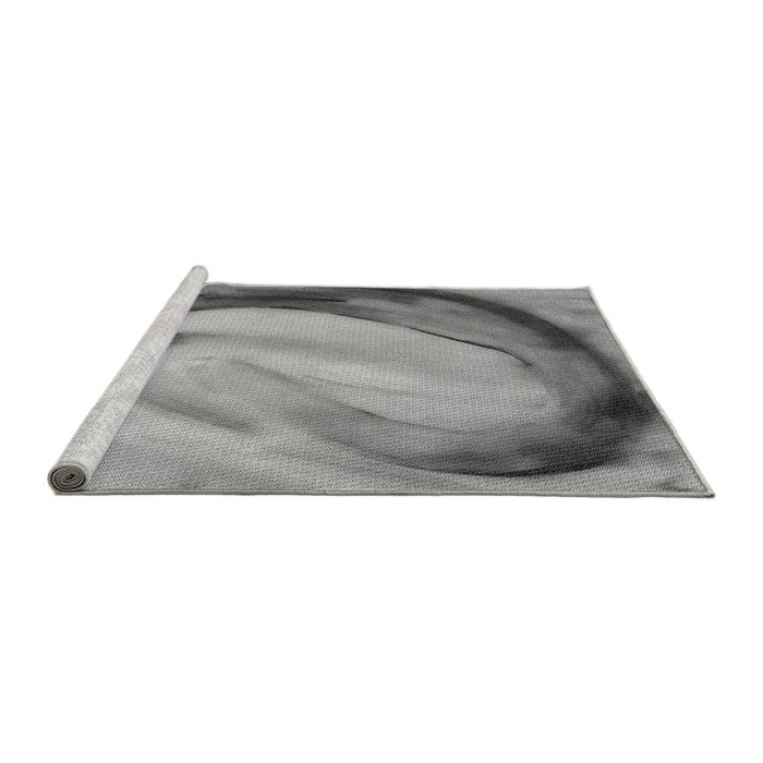 Sideview of Machine Washable Transitional Smokey Gray Rug, wshpat182gry
