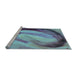 Sideview of Machine Washable Transitional Azure Blue Rug, wshpat182lblu