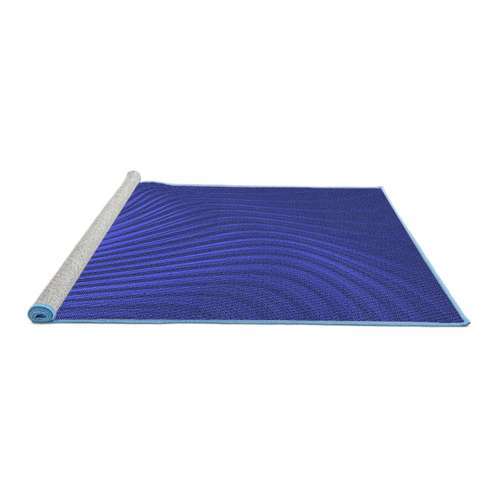 Sideview of Machine Washable Transitional Cobalt Blue Rug, wshpat1820blu
