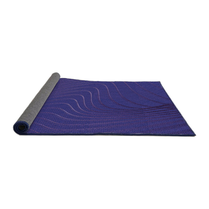 Thickness of Patterned Denim Dark Blue Rug, pat1821pur