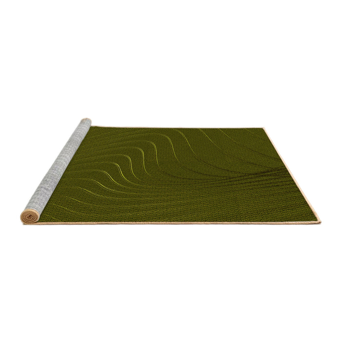 Sideview of Machine Washable Transitional Olive Green Rug, wshpat1821yw