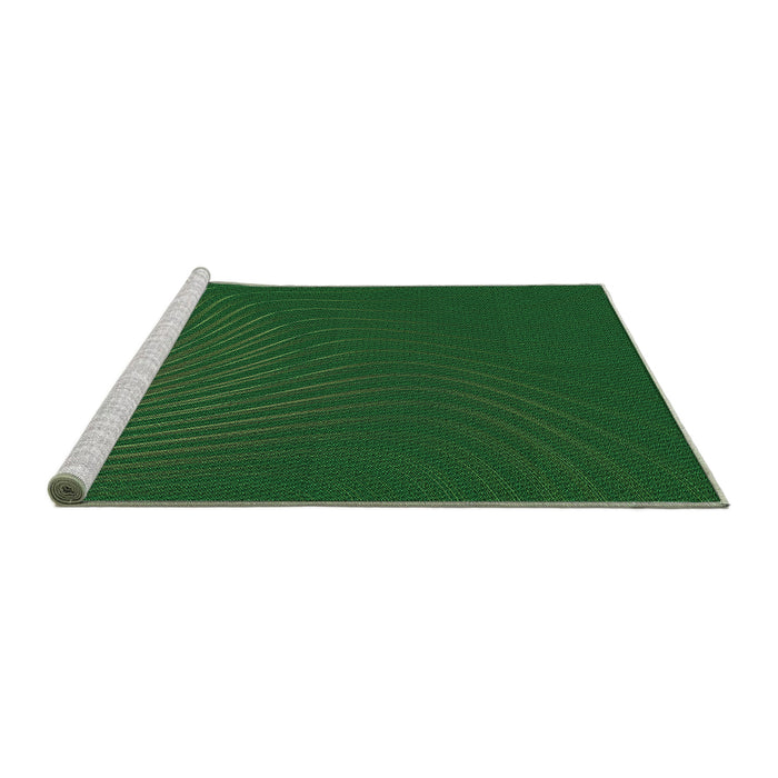 Sideview of Machine Washable Transitional Deep Emerald Green Rug, wshpat1822grn