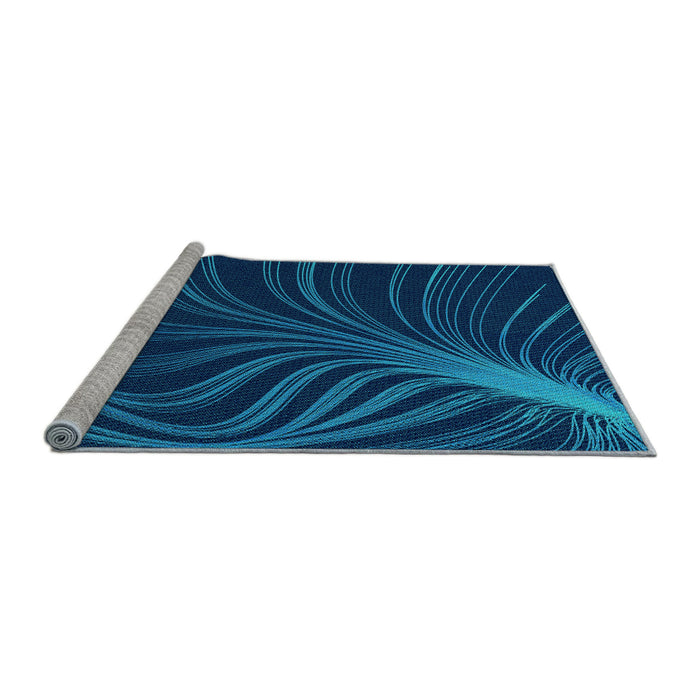 Sideview of Machine Washable Transitional Blue Rug, wshpat1823lblu
