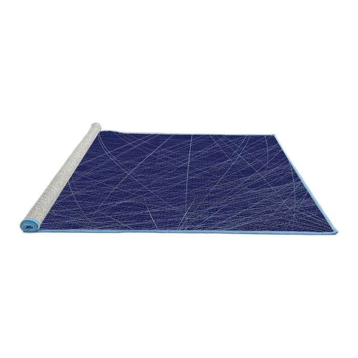 Sideview of Machine Washable Transitional Sapphire Blue Rug, wshpat1825blu
