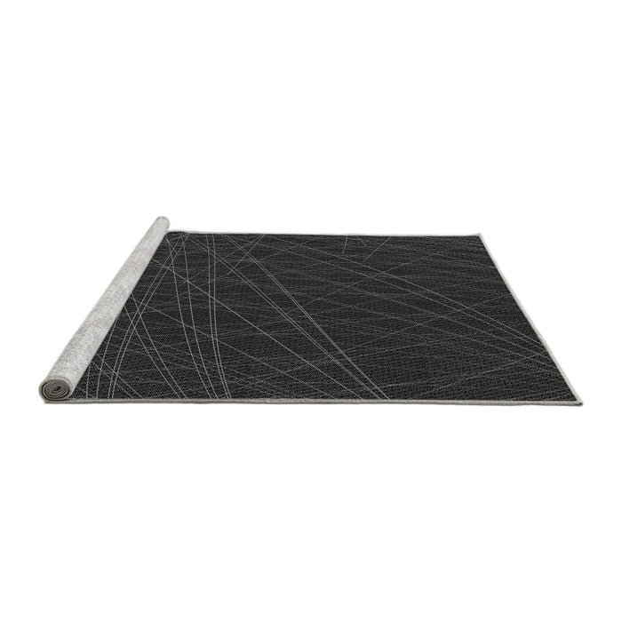 Sideview of Machine Washable Transitional Midnight Gray Rug, wshpat1827gry