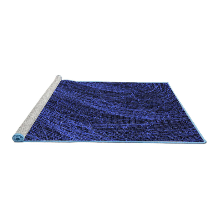 Sideview of Machine Washable Transitional Blue Rug, wshpat1828blu