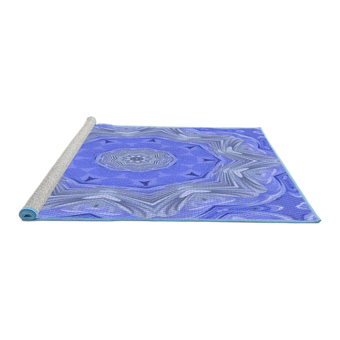 Sideview of Machine Washable Transitional Sky Blue Rug, wshpat183blu
