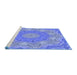 Sideview of Machine Washable Transitional Sky Blue Rug, wshpat183blu