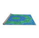 Sideview of Machine Washable Transitional Blue Rug, wshpat183lblu