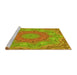 Sideview of Machine Washable Transitional Green Rug, wshpat183yw