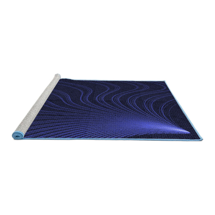 Sideview of Machine Washable Transitional Night Blue Rug, wshpat1832blu