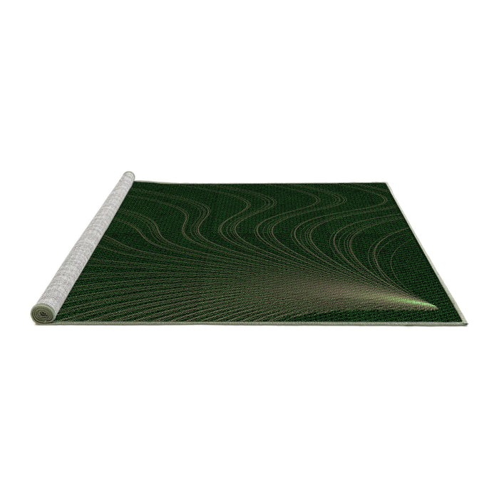 Sideview of Machine Washable Transitional Deep Emerald Green Rug, wshpat1832grn