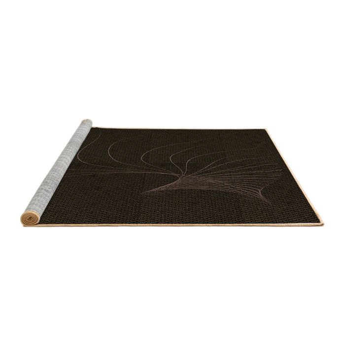Sideview of Machine Washable Transitional Chocolate Brown Rug, wshpat1833brn