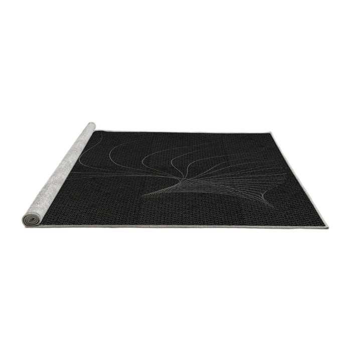Sideview of Machine Washable Transitional Black Rug, wshpat1833gry