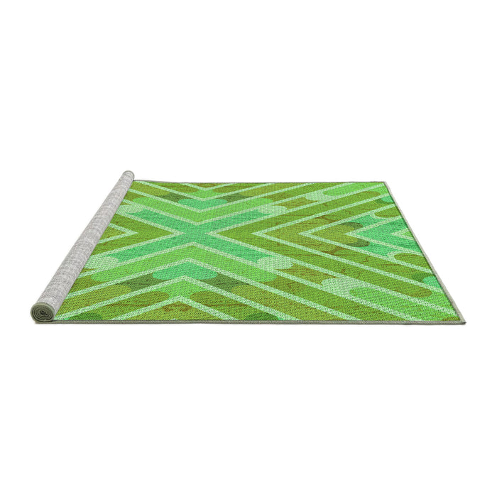 Sideview of Machine Washable Transitional Emerald Green Rug, wshpat1834grn