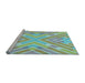 Sideview of Machine Washable Transitional Green Rug, wshpat1834lblu