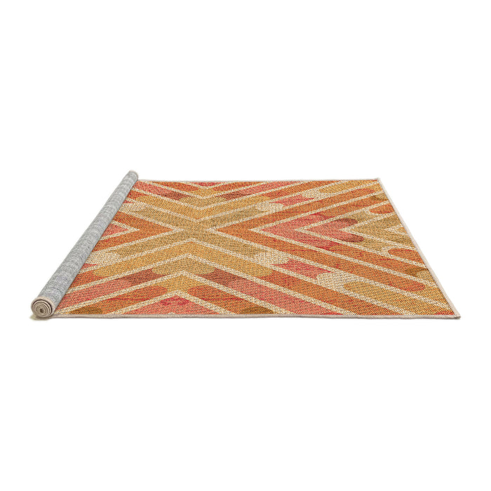 Sideview of Machine Washable Transitional Yellow Orange Rug, wshpat1834org