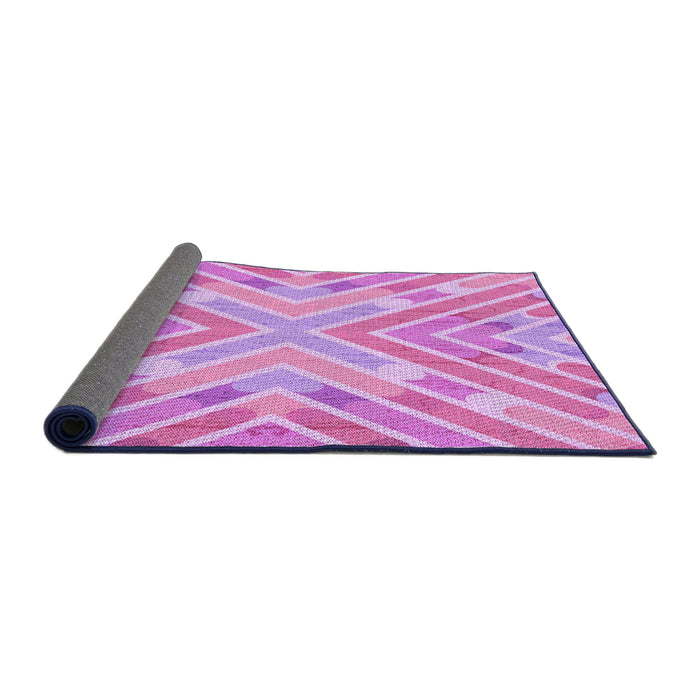 Thickness of Patterned Pastel Purple Pink Rug, pat1834pur