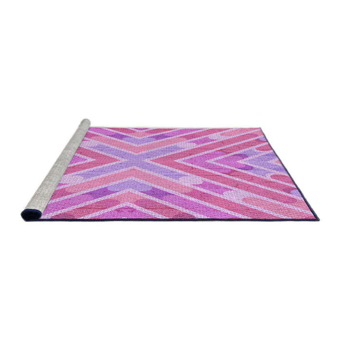 Sideview of Machine Washable Transitional Pastel Purple Pink Rug, wshpat1834pur