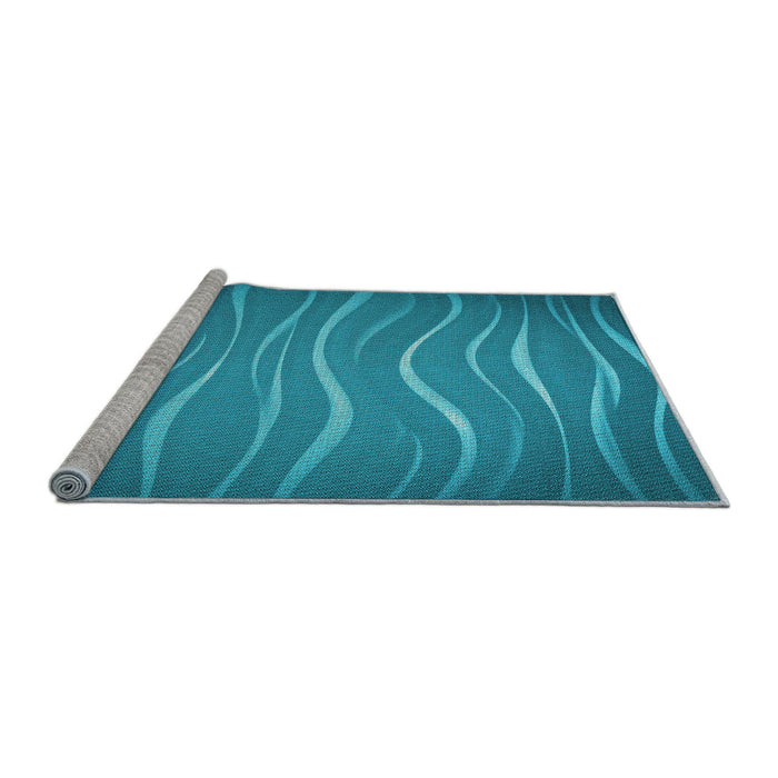 Sideview of Machine Washable Transitional Blue Rug, wshpat1839lblu