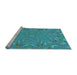 Sideview of Machine Washable Transitional Deep-Sea Green Rug, wshpat184lblu