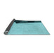 Thickness of Patterned Dark Cyan Green Rug, pat1840lblu