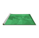 Sideview of Machine Washable Transitional Neon Green Rug, wshpat1841grn