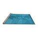 Sideview of Machine Washable Transitional Blue Rug, wshpat1841lblu