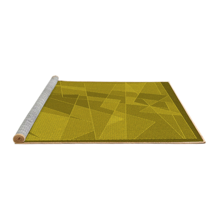 Sideview of Machine Washable Transitional Dark Yellow Green Rug, wshpat1841yw