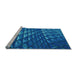 Sideview of Machine Washable Transitional Blueberry Blue Rug, wshpat1842lblu