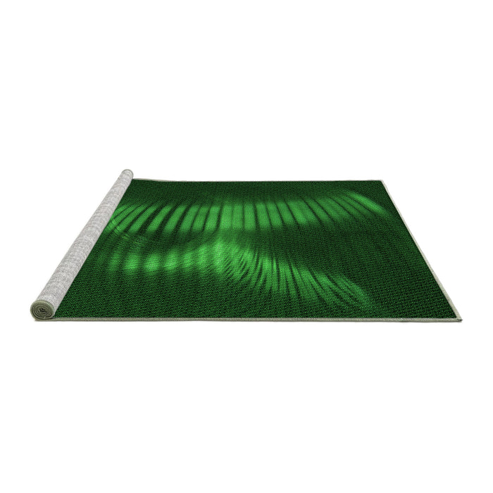 Sideview of Machine Washable Transitional Green Rug, wshpat1843grn