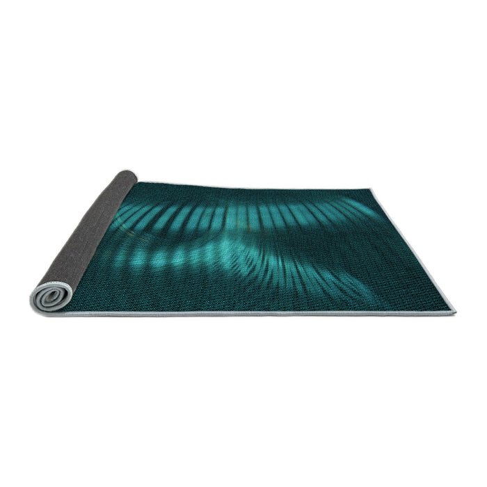 Thickness of Patterned Dark Cyan Green Rug, pat1843lblu